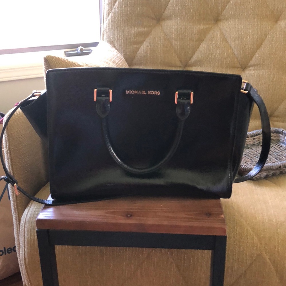 Black leather bag